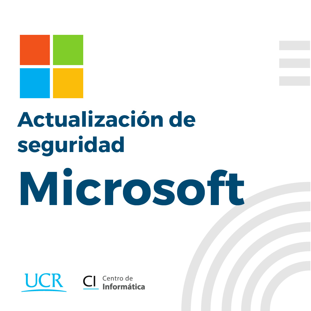 Imagen con el logo de microsoft sobre fondo blanco y el texto actualización de seguridad para Microsoft 