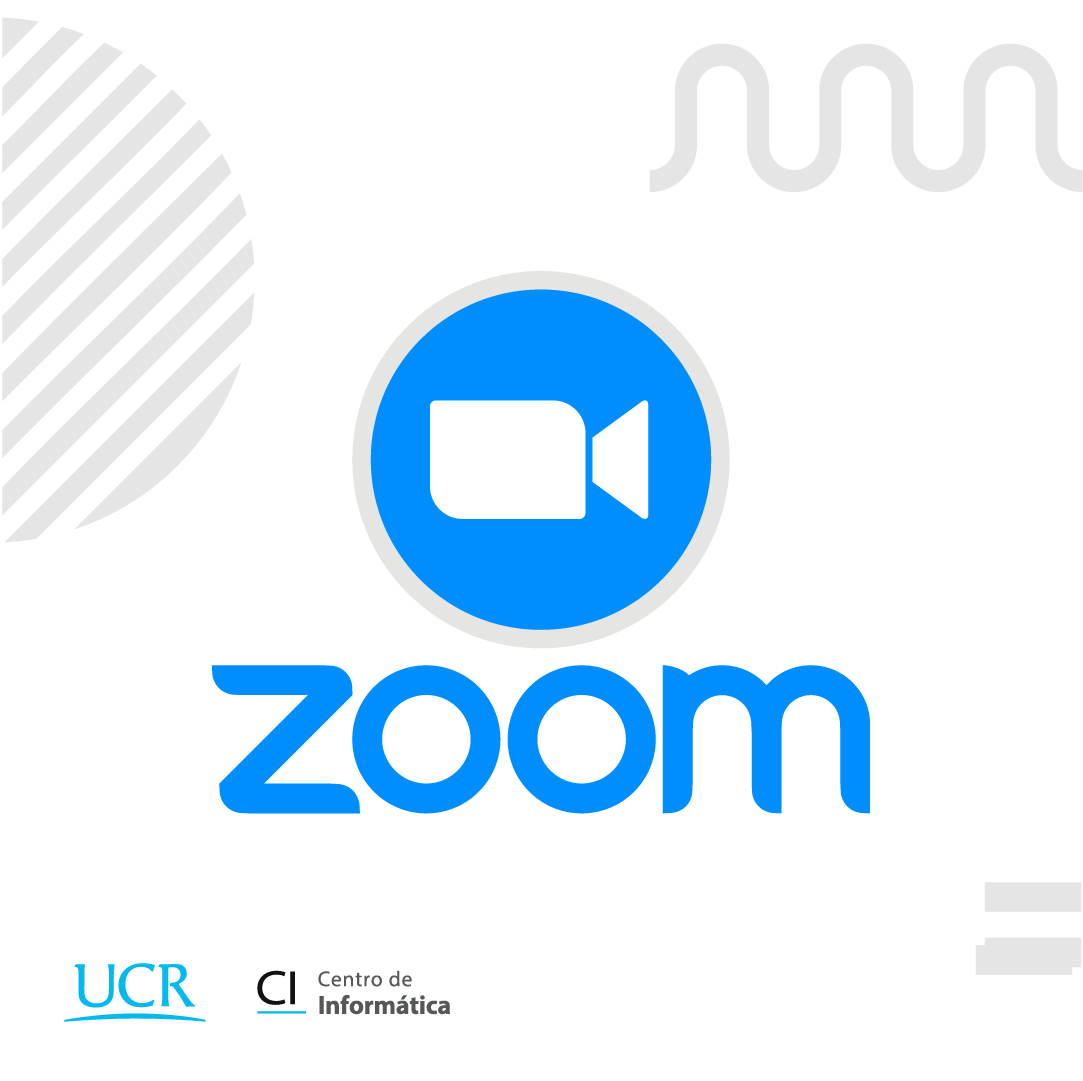 Imagen con el logo de zoom en fondo blanco y los logos UCR y acrónimo del centro de informática