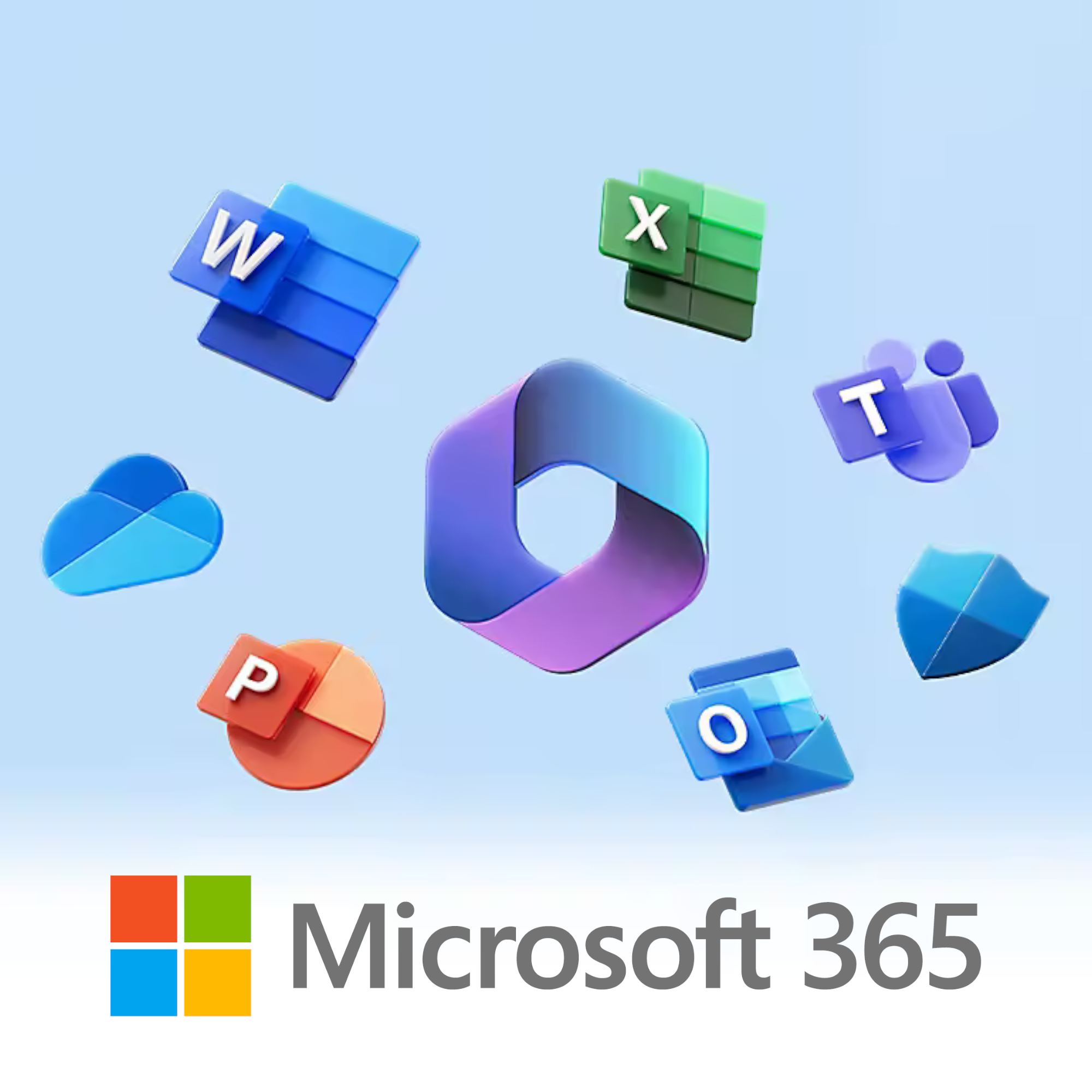 imagen de microsoft 365 y logos de aplicaciones
