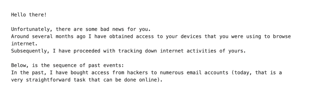 Captura de imagen del correo malicioso