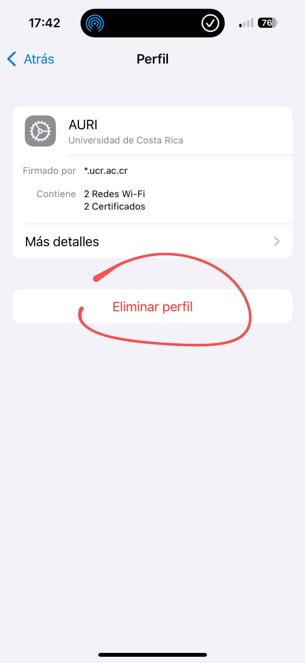 Eliminar perfiles de iOS