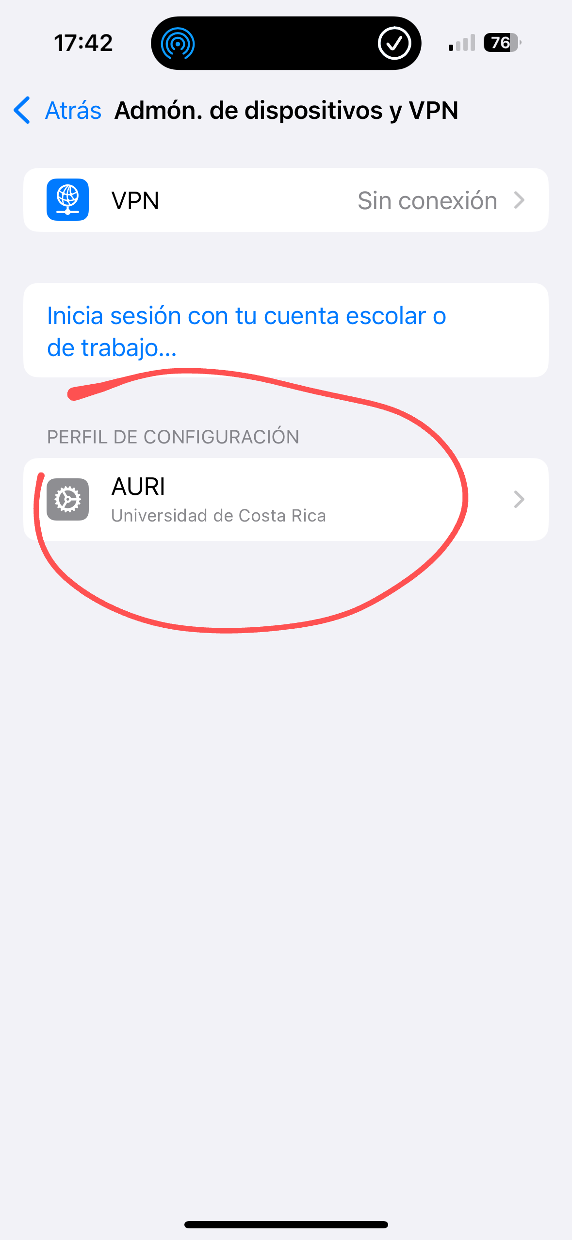 Configuración de identificación de perfiles iOS