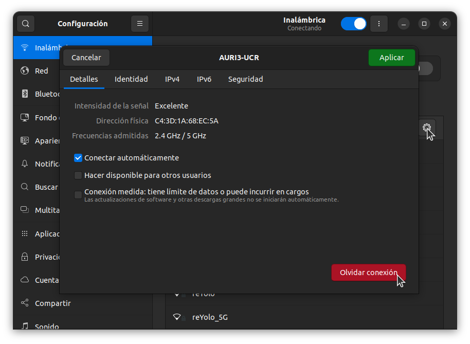 Olvidar red en Linux